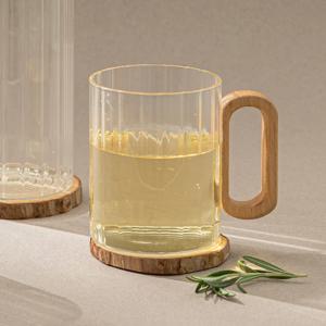 베이지 우드핸들 글라스 400ML 2P / 4P