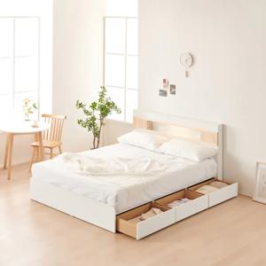 [리뉴얼 재출시기념 특가] 디아 LED 편백선반헤드 서랍형 수납침대 SS/Q (+매트포함)