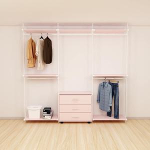 국내생산 친환경E0 드레스룸 시스템행거 2단행거 긴옷행거 3단서랍장 2430mm