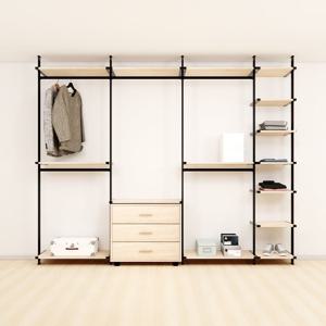 국내생산 친환경E0 드레스룸 시스템행거 2단행거 긴옷행거 3단서랍장 7단선반 2830mm