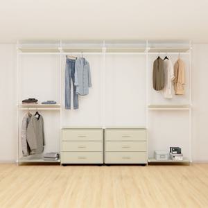 국내생산 친환경E0 드레스룸 시스템행거 2단행거 3단서랍장 긴옷행거 3230mm