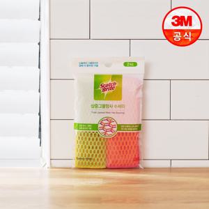 스카치브라이트 삼중양면 그물망사 수세미 2개입 1개