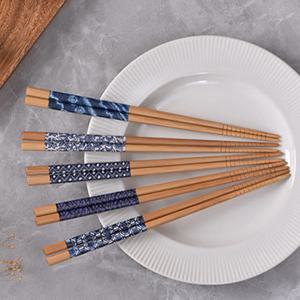 일본 고급 나무젓가락 5P 블루패턴 젓가락선물