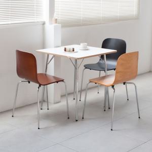 노드 체어 원목 고무나무 식탁의자 목재 실버 철제 모던 카페 인테리어 디자인 의자