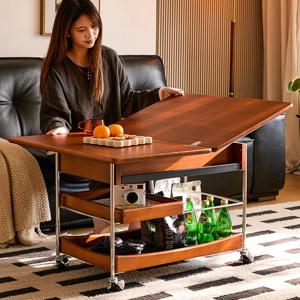 [해외] 프리미엄 폴딩 원목 트롤리 이동식 사이드테이블