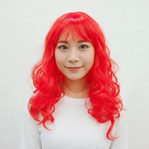 웨이브 여성 파티가발 레드 통가발 패션 여장 분장 코스프레 공연 축제