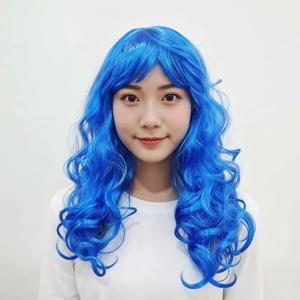 웨이브 여성 파티가발 블루 통가발 패션 여장 분장 코스프레 공연 축제