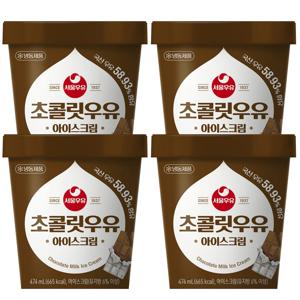 초코우유 아이스크림 474mlx4개