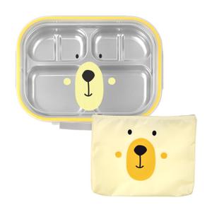 베어 어린이집 뚜껑식판 아기 도시락통 가방 4찬 급식 스텐 배식판 유치원 식기