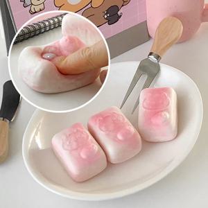 귀여운 미니 핑크 네모 고양이떡 스퀴시 sns 말랑이