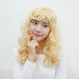 웨이브 여성 파티가발 골드 통가발 패션 여장 분장 코스프레 공연 축제