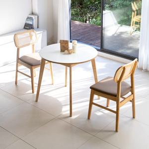 밀키우드 800 원형 미즈홈 체어 2인 주방 식탁 세트