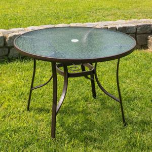 [리퍼] 모카 테이블 105cm 강화유리 철제 야외 식탁 업소용 펜션 테라스 인테리어