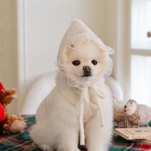 오로라 퍼 겨울 요정 강아지모자 보닛