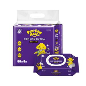 포포몽 도톰한 에센셜 케어 펫티슈 80매 6입