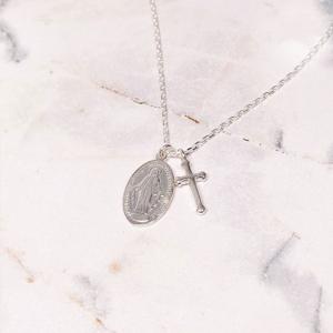 925실버 성모마리아 목걸이 기적의패 십자가목걸이 남녀공용 천주교 전체순은