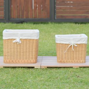 라탄 사각통형 바늘땀무늬 론드리바스켓 세탁바구니