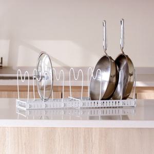 맞춤 길이조절! 1+1 철제 확장형 후라이팬 정리대 주방 접시 냄비 거치대