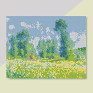 DIY 보석십자수 액자형캔버스_명화시리즈 모네 지베르니 봄의 초원_(40X30)