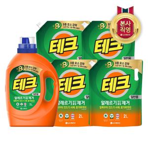 테크 알레르기 원인제거 액체세제 일반 용기 3L + 리필 2L x 4개