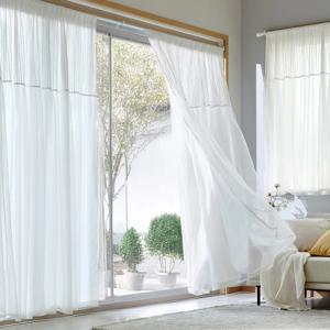 에뚜왈 쉬폰 이중레이스 도트 봉집형 커튼 화이트 (2p) 3 size