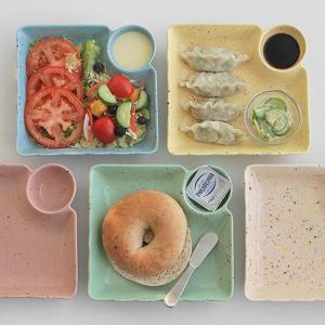 캔디 사각 만두접시 5color 나눔접시 소스 초밥접시 마블 패턴 브런치 그릇