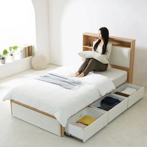 자자 LED 수납형 더블침대 벙커 패브릭 서랍형 침대프레임 SS,D(4color)