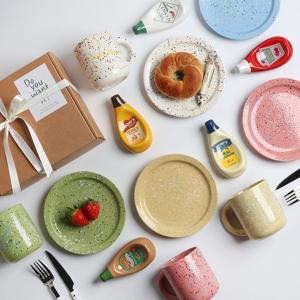 선물포장 키치 도자기 1인 디저트 식기세트 앞접시+머그+소스볼 홈세트 집들이선물 D80