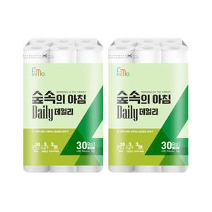 숲속의 아침 데일리 그린 화장지 3겹 30M 30롤 x2개