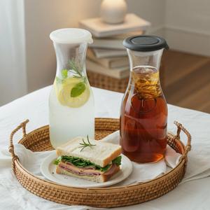 헥사 실리콘락 카라페 밀폐 유리물병 1000ml 2개세트 보리차 카페 저그