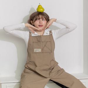 카멜 베이지 포켓 스티치 에이프런 생활방수 방수 앞치마 카페 네일샵 미용실 개업 선물