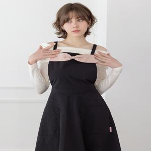 블랙 리본 플레어 원피스 에이프런 생활방수 방수 앞치마 꽃집 카페 네일샵 미용실 개업 선물