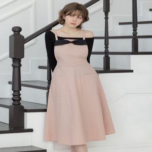 핑크 리본 플레어 원피스 에이프런 생활방수 방수 앞치마 꽃집 카페 네일샵 미용실 개업 선물