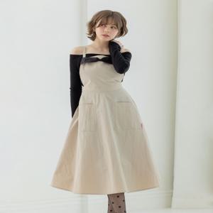 크림 베이지 리본 플레어 원피스 에이프런 생활방수 방수 앞치마 꽃집 카페 네일샵 개업 선물