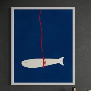 평온한 칼라 액막이 명태  행운과 안정감을 전하는 인테리어 그림 액자 4050사이즈