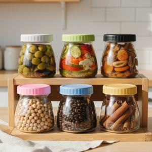 헥사 에코링 플라스틱 뚜껑 유리병 89mm 바이브자 800 6P 입구넓은 담금주 유리병