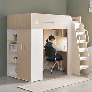 퓨어 2층 성인 책상 수납 벙커침대 프레임 옷장형 SS