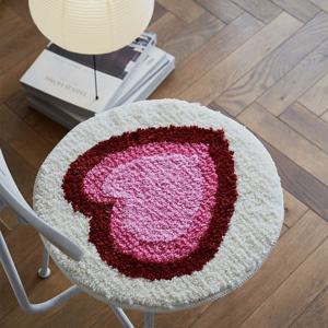 하트 뽀글이 양털방석 미니 원형러그 화분받침(원형)