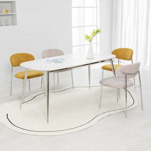 프랑크 세라믹 1600X800 타원형 로즈 4인 식탁 세트 스테인리스 다리