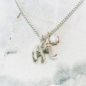 925실버 코끼리목걸이 재물운 행운 목걸이 10월 오팔 탄생석 전체순은