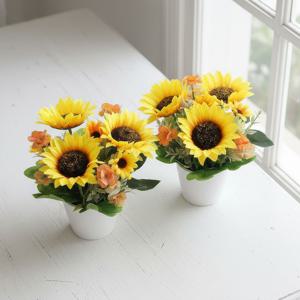 미니 해바라기 조화 화분 인조 꽃 장식 인테리어 소품