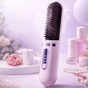 무선 빗고데기 음이온 브러쉬 헤어 스타일러 휴대용 매직기 꼬리빗 집게핀 C타입충전