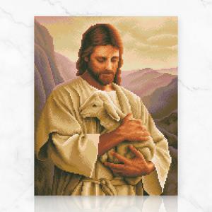 DIY 캔버스형 보석십자수 예수와 어린 양 II 40X50cm