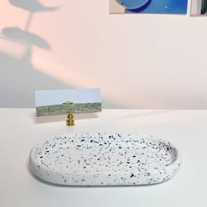 테라조 타원 트레이 인테리어 소품 악세서리 보관 차키 보관