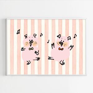 2+1 요즘 풍수 그림 액자 재물운 돼지 인테리어 포스터 - 댄싱 피그