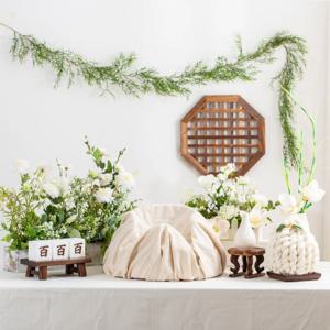 플라워 전통 백일상(화이트)