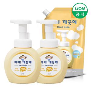 아이깨끗해 핸드워시 용기 250ml 2개+리필 600ml 1개 (순/레몬 택1)