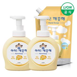 아이깨끗해 핸드워시 용기 490ml 2개+리필 600ml 1개 (순/레몬 택1)