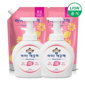 아이깨끗해 핸드워시 용기 490ml 2개+리필 600ml 2개 (순/레몬 택1)