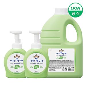 아이깨끗해 핸드워시 용기 490ml 2개+대용량 2.45L 1개 (레몬/청포도 택1)